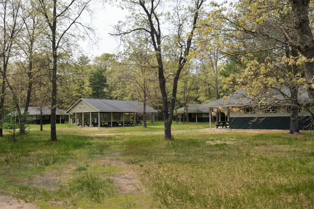 Venture Base Area showing cabins and pavilion